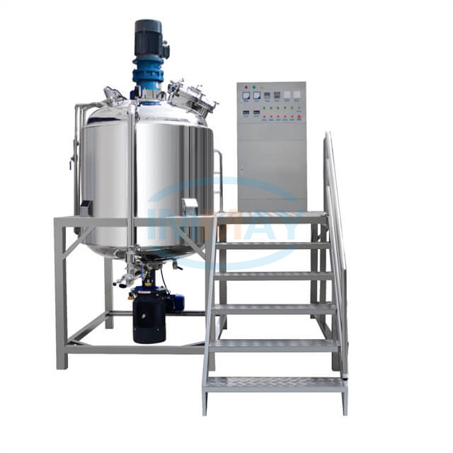 Mezclador y reactor emulsionador homogeneizador al vacío de alta calidad 500L con plataforma para alimentos y productos químicos farmacéuticos cosméticos